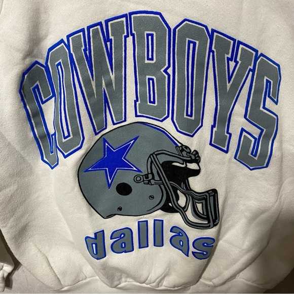 VINTAGE NFL DALLAS COWBOYS SWEATSHIRT SIZE LARGE MADE IN USA White Cotton Poly - Picture 6 of 13